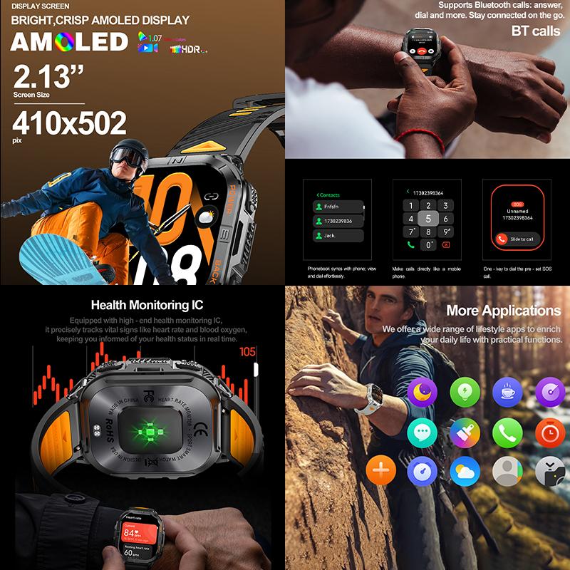 Новые умные часы GPS для улицы Барометрический компас Светодиодный фонарик 580 мАч Водонепроницаемость 3 АТМ 100+ спортивных режимов Здоровье BT-звонок Смарт-часы