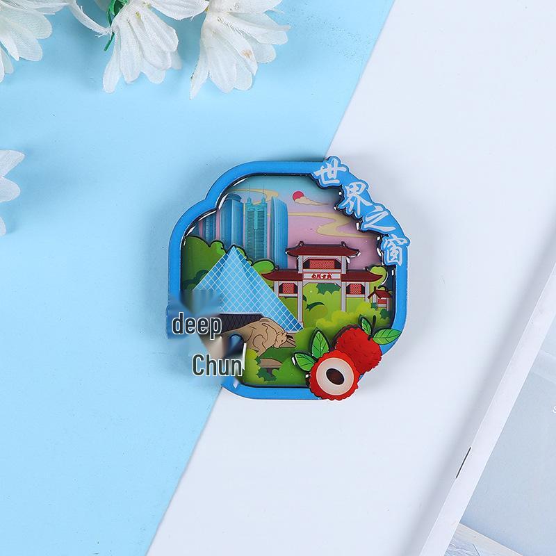 Национальный город Живописный Мультяшный Деревянный Эпоксидный Магнит на Холодильник