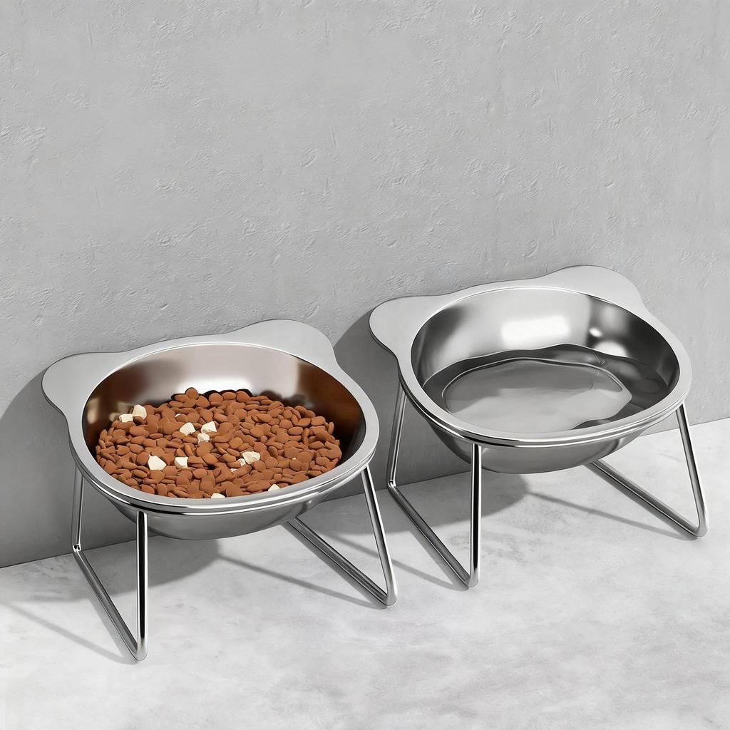 Elevated Dog Bowls Proof Deck Raised Stand with Stainless Steel Dog Food and Water Bowls Licking Plate for Cast Small Large Dogs