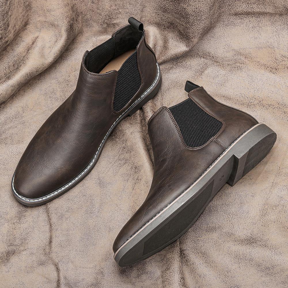 HECRAFTED SHOES/ Зимние мужские ботинки из искусственной кожи
