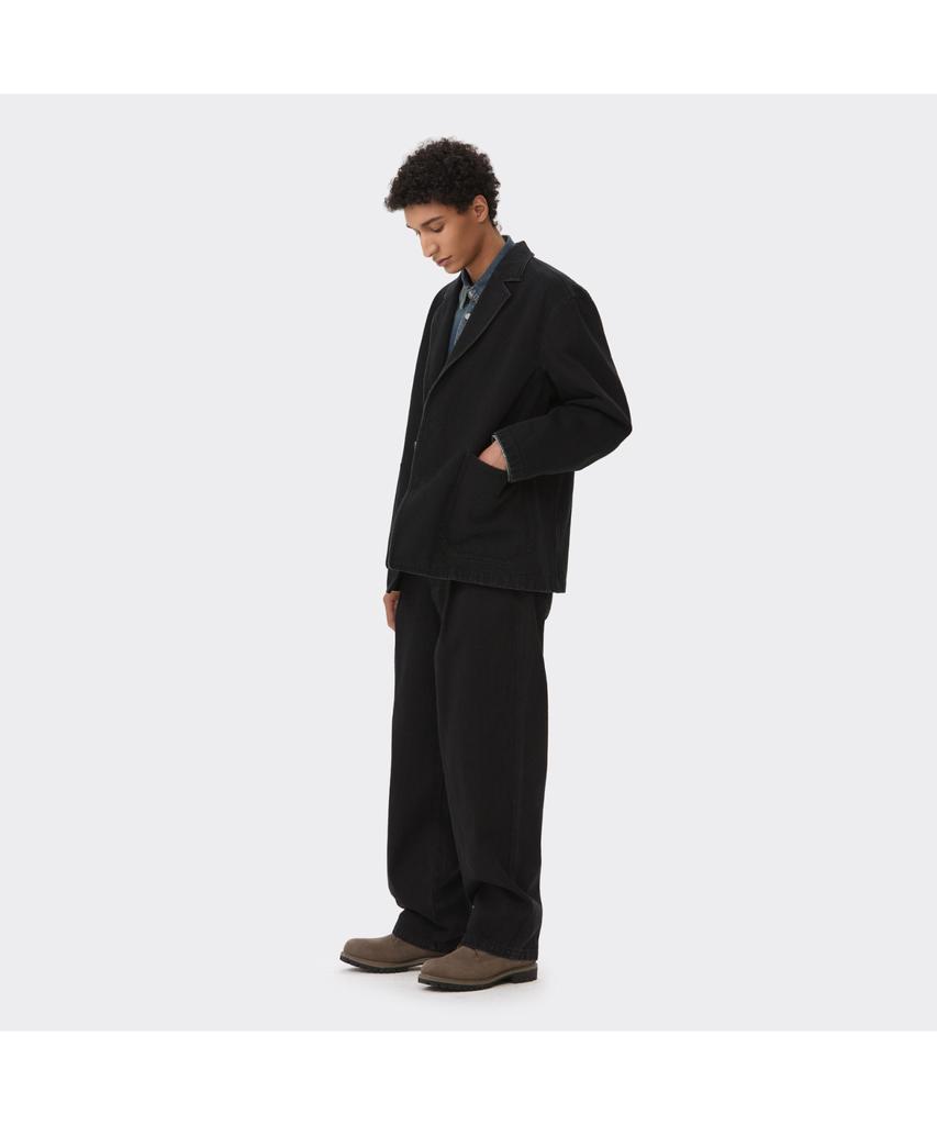 Customellow Black Notched Lapel Denim Jacket Cwjas26111Bkx