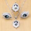 Natural Mystic Rainbow Cubic Zirconia 925 Silver Jewelry Sets For Women Wedding Earrings /Pendant /Rings /Necklace Set