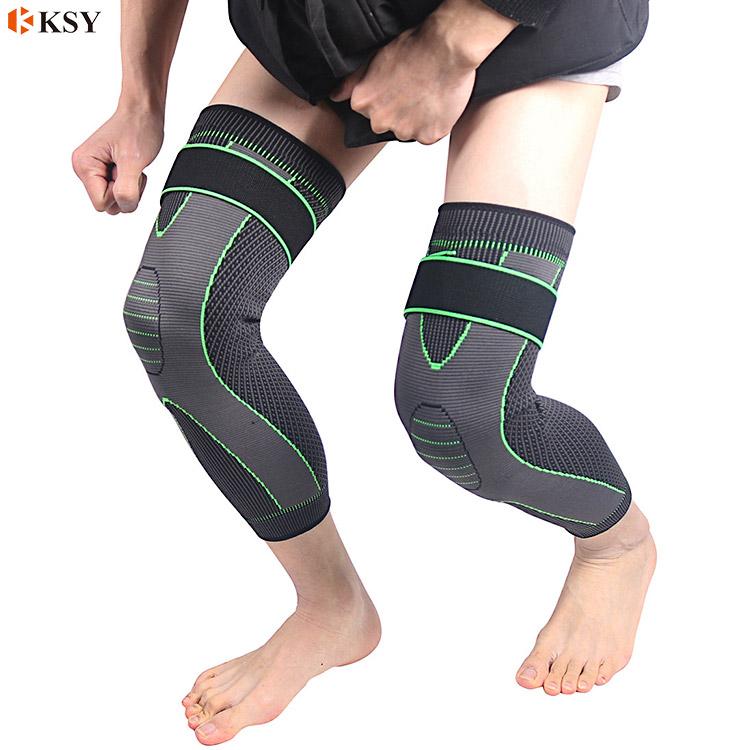 Anti-Slip Lengthen Knee Pad Long Leg Sleeve Bandage Compression Knee Brace Running Sports Warmth Leg Elastic Knee Protector
