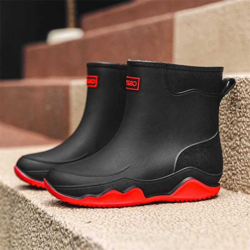 Fashion 2024 Womens Rain Shoes Summer Ankle Boots Casual Women Flat Rain Boots Fashion Work Rain Boots Rubber Waterproof Botas De Lluvia
