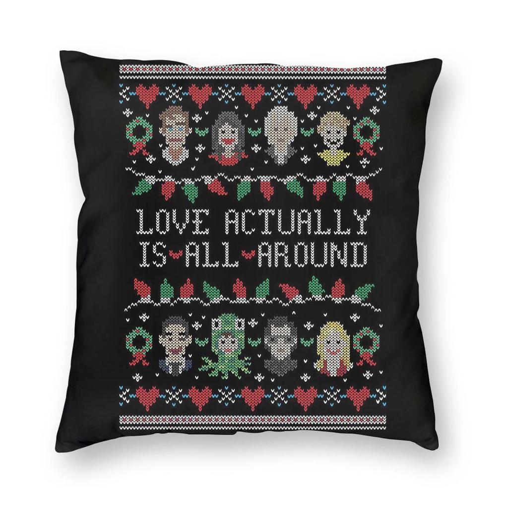 Love Actually Ugly Christmas Sweater Square Pillowcase Polyester Linen Velvet Printed Zip Throw Pillow Home Cushion Cover