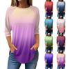 Women's Fashion Casual Going Out Tops Printed Raglan Sleeve 3/4 Sleeve Pullover Round Neck Tops