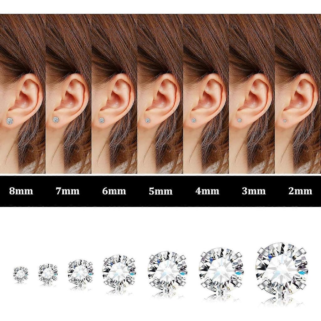 Jstyle 6/7/12 Pairs Hypoallergenic Flat Back Earrings for Women Men, Silver & 14K Gold Stainless Steel Studs, Cubic Zirconia, Birthstone, Surgical