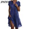 JPNTKY Women's Fashion Summer Spring Floral Print Short Sleeve POLO-Neck Casual Dresses