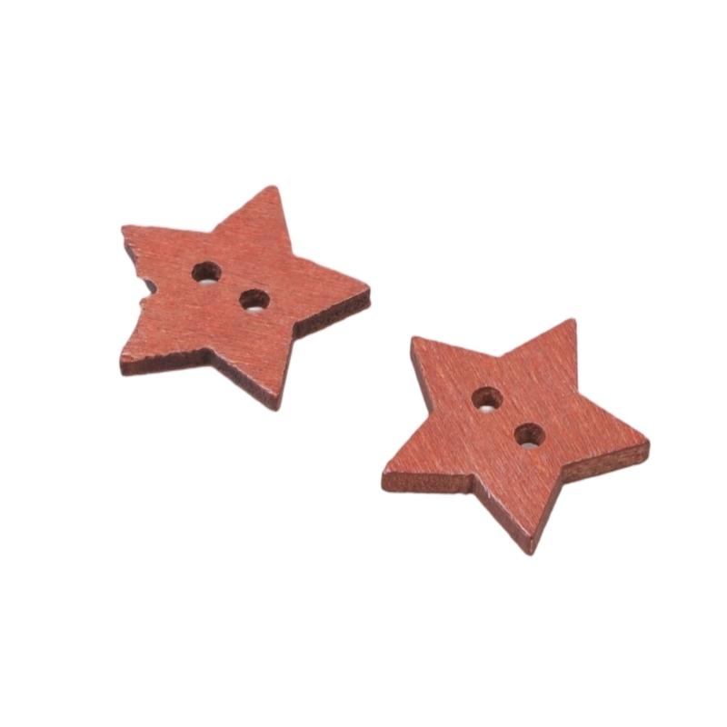Five Point Star Shape Wooden Buttons 2 Hole Button 20mm Sewing Buttons for Art Craft Sewing Knitting Clothing Decoration