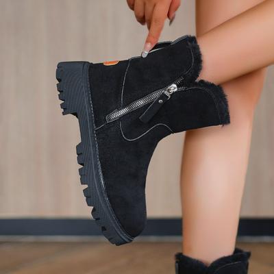 Новые зимние женские зимние ботинки, модные теплые ботинки из плюша средней высоты, кожаные и шерстяные зимние женские ботинки