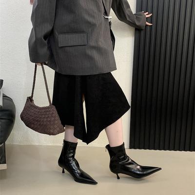 Осень и зима новые остроносые тонкие сапоги на высоком каблуке женские французские сапоги на тонком каблуке в стиле ретро с задней молнией из мягкой кожи короткие сапоги эластичные модные сапоги