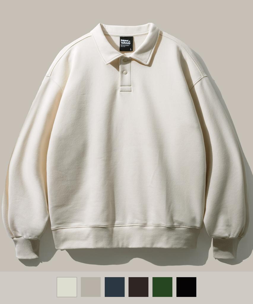 FP142 Comfy Collar Sweatshirt Cream Gray Ykmt1485