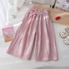 Girls' Summer Casual Pants Korean Loose Lace Wide Leg Pants Breathable Straight Leg Pants