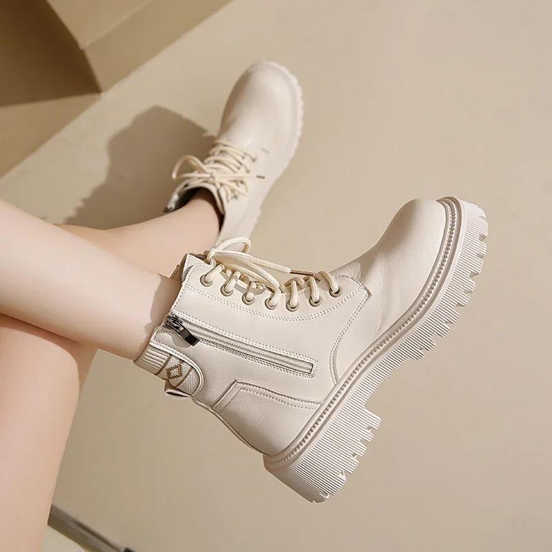 Fashion Shoes for Women 2024 High Quality Side Zip Women Boots Winter Round Toe Plush Fleece for Warmth Solid Short Barrel Fashion Boots