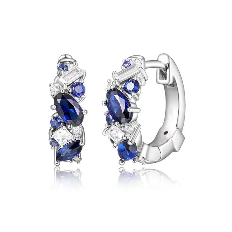 Серьги-кольца Huitan Chic Blue CZ для женщин, изысканные женские серьги-кольца, модные универсальные свадебные украшения