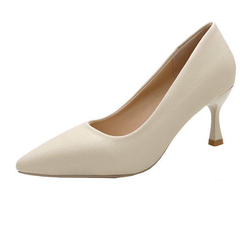 2024 мода весна и осень новые девушки хорошо с сексуальными одинарными туфлями с неглубоким ртом дамы высокие каблуки