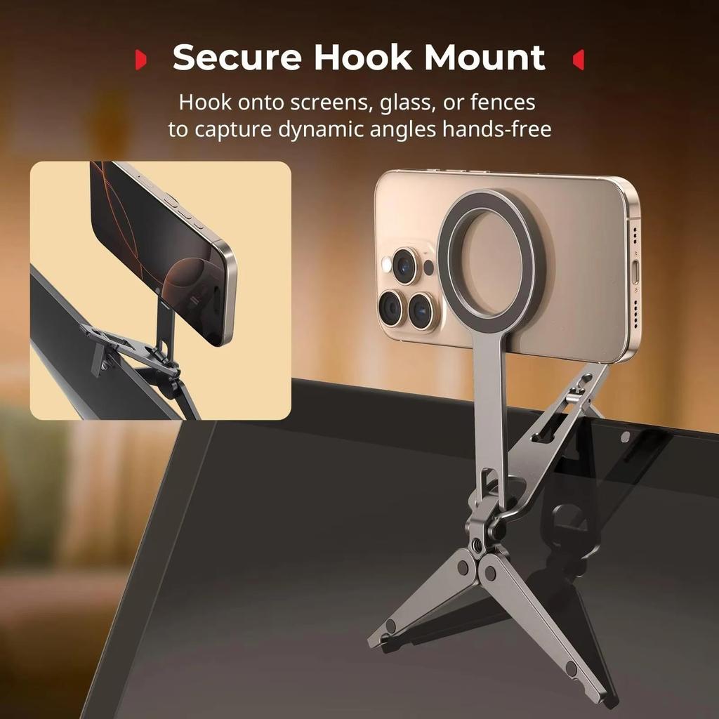 Magnetic Phone Tripod Stand 3 Modes Foldable Phone Holder 360° Adjustable Selfie Stick Tripod for Travel Vlogging Live Strea 7