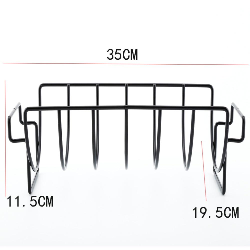 Non-Stick Rib Shelf Stand Barbecue Rib and Roast Rack Stainless Steel Grilling BBQ Chicken Beef Ribs Rack Grilling Basket
