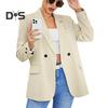 Women Fall Spring Suit Coat Formal Business Style Button Closure Cardigan Solid Color Plus Size Loose Lapel Long Sleeve Pockets OL Commute Jacket