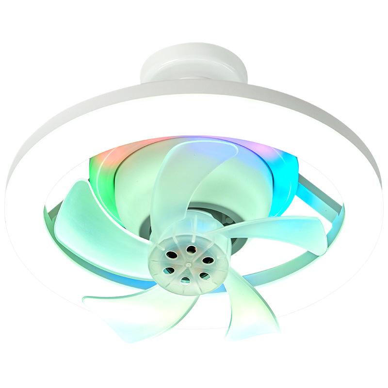 360° RGB вращающийся вентилятор-светильник с пультом ДУ, цоколь E27, бесступенчатое затемнение, трехцветное управление