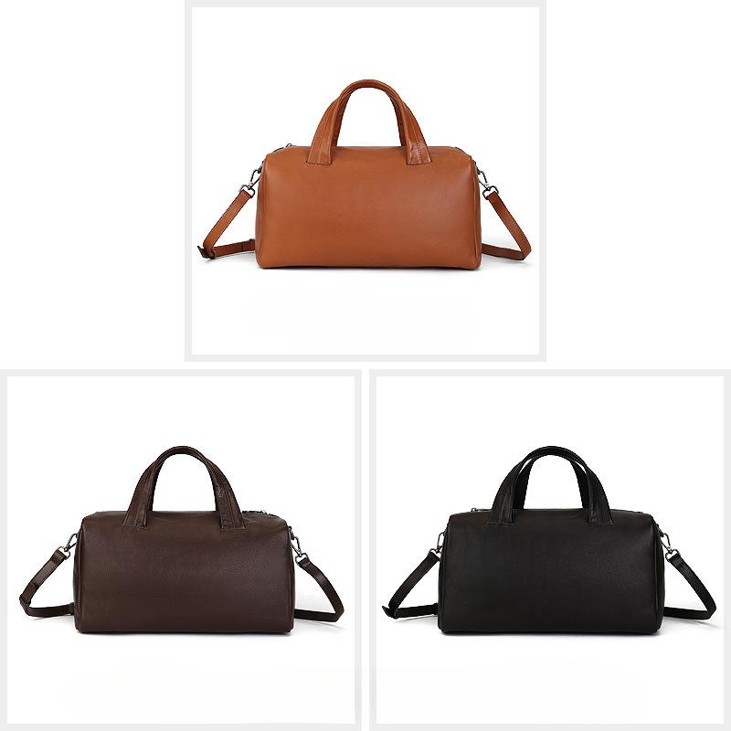 Large-capacity Boston Bag Genuine Leather Commuter Hand-held Pillow Bag Large Bag