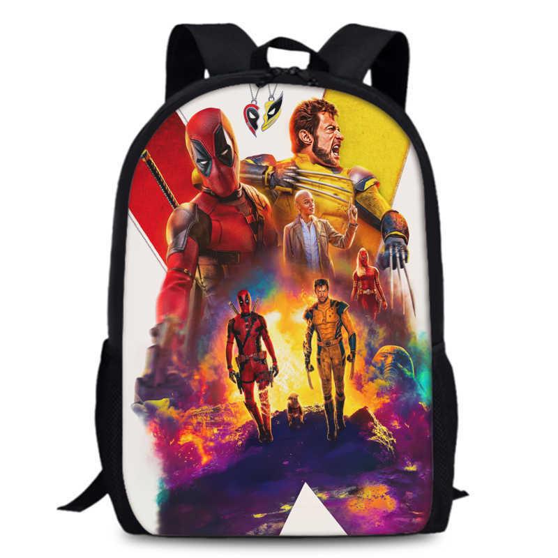 Deadpool Wolverine Backpack 15 Inch Anime Cartoon Schoolbag Lightweight