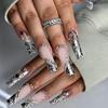 Wearable Nails, High-end Black French Three-dimensional Love Heartbreak Diamond Manicure, European And American Style Fake Nails