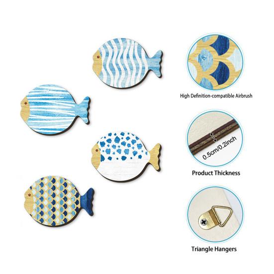 4 шт./набор Деревянное украшение на стену в виде рыбы Фермерский дом Рустикальный Морской Скульптура Настенное искусство в виде рыбы