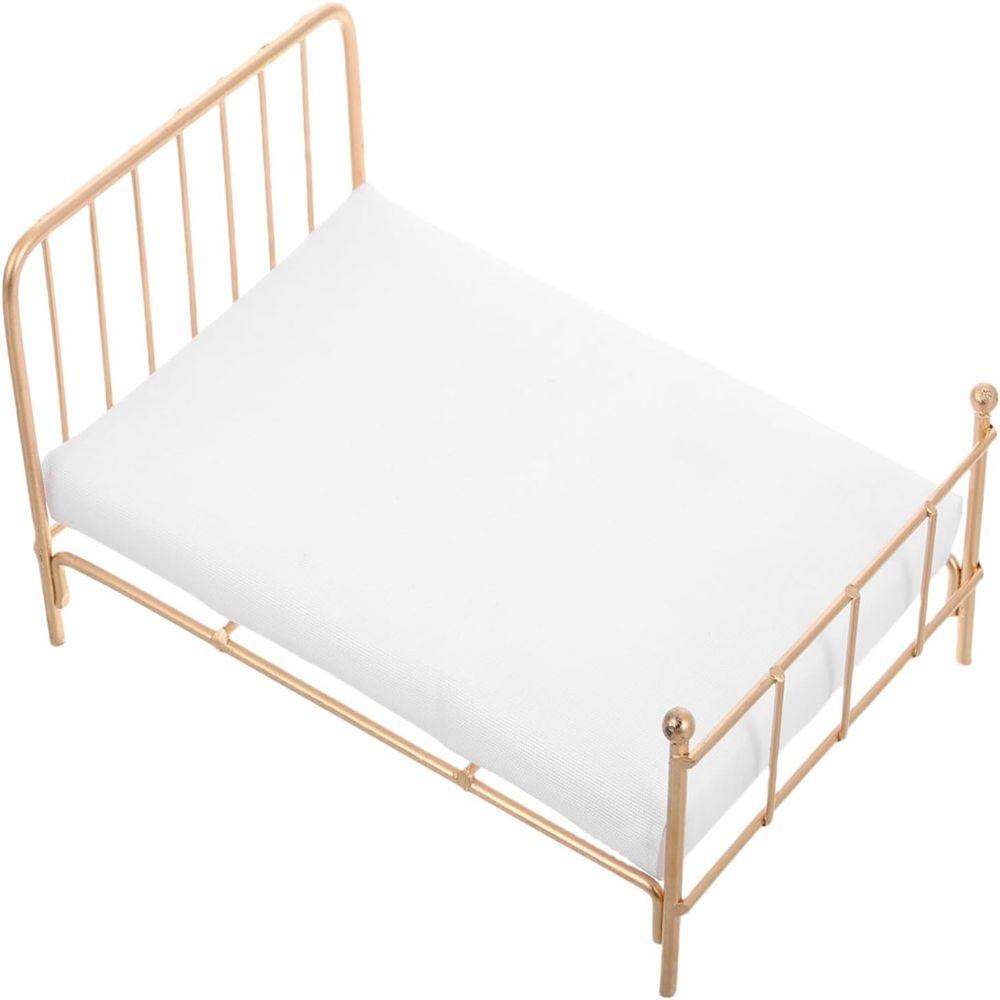 1:12 Scale Dollhouse Bed Bedroom Scene Mini Bed Model Miniature Doll Bed Furniture  Girls Gift