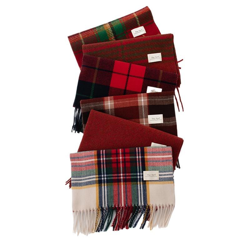 New Scarf Autumn and Winter Warm Women's Versatile Gift Plaid Shawl Imitation Cashmere Fringed Plaid Scarf New Year