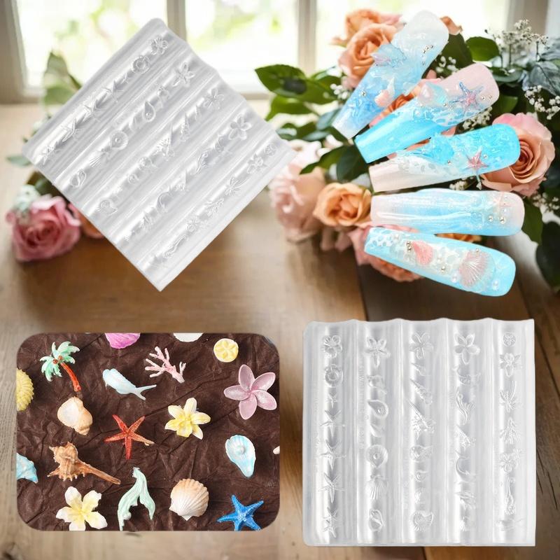 1pcs Sea Shell Starfish Goldfish Koi Fish 3d Acrylic Nail Mold Summer Sea Coral Flower Butterfly Diy Silicone Mold Nail Art Mold