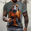 Забавный 3D-принт собаки мужская футболка повседневная свободная с коротким рукавом О-образным вырезом модная трендовая мужская одежда летняя дышащая футболка большого размера