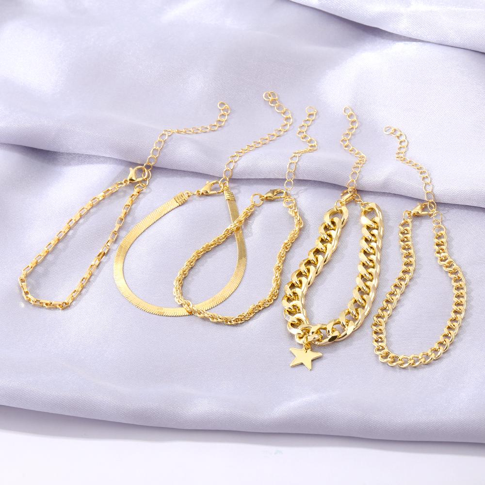 5 Piece Bracelet Couple Fashion Matching Bracelet Hollow Carved Star Pendant Light Luxury Temperament Girl Exquisite Bracelet Gift