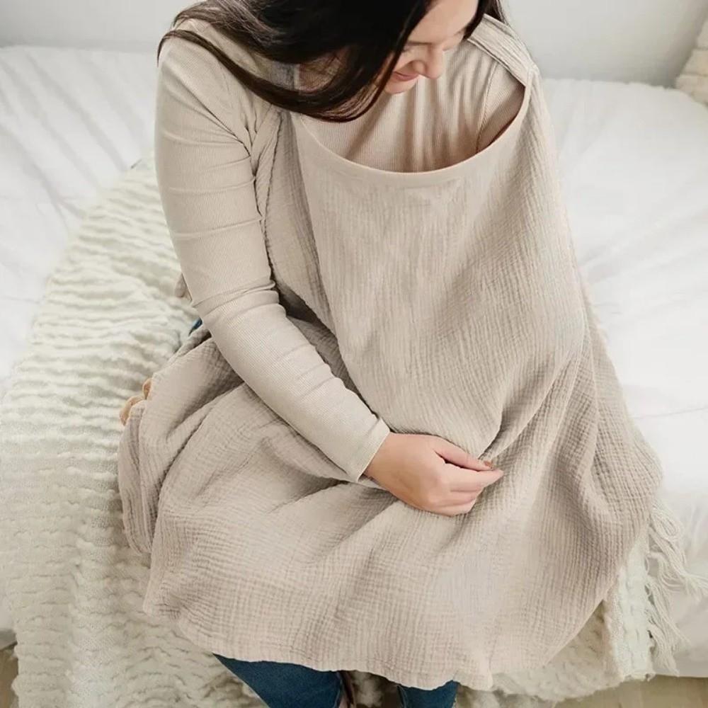 Breathable Cotton Breastfeeding Towel With Pockets Breastfeeding Shawl Nursing Cover For Women