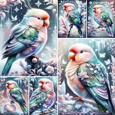 Милые попугаи и цветы картина полные дрели 5D алмазная живопись мозаичная вышивка «сделай сам» вышивка крестом для украшения дома J3689