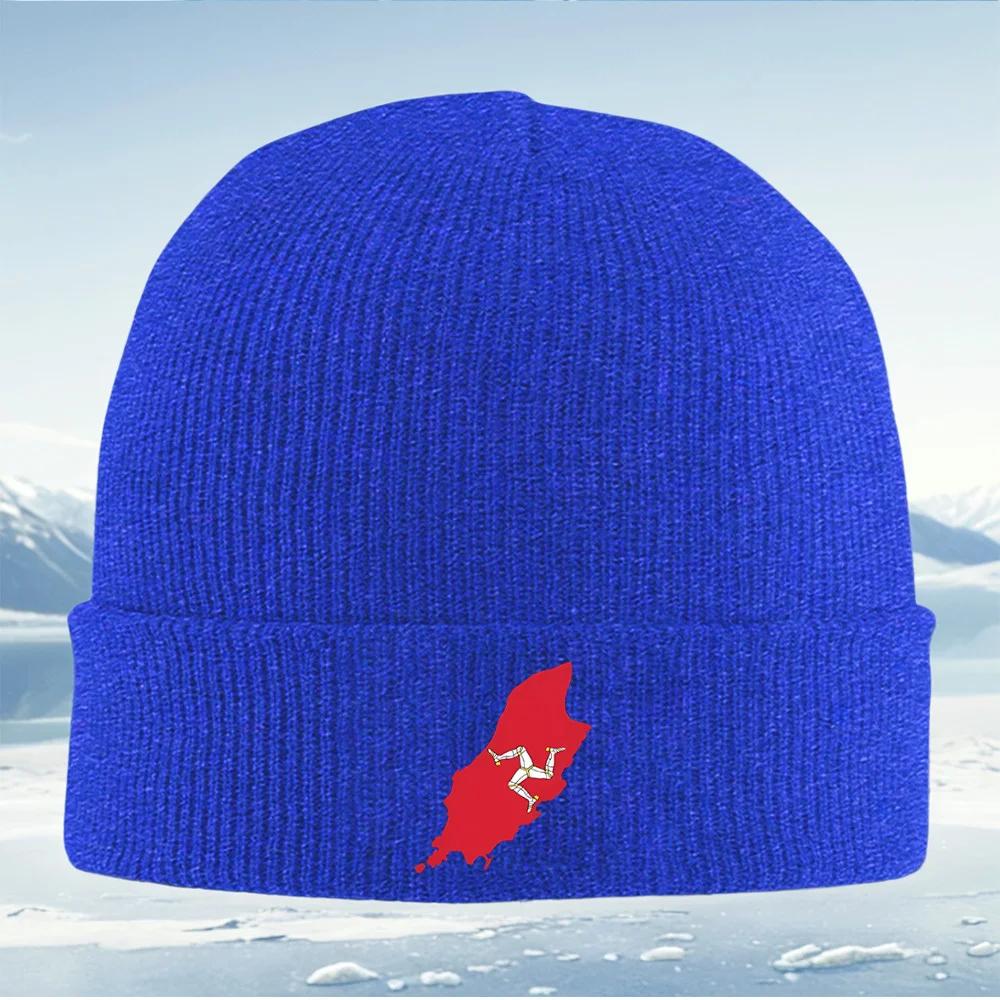 Red island with three running legs Unisex Women Unisex Knitted Hat Beanie Pullover Cap Winter Thermal Warm Christmas Outdoor Cyclin