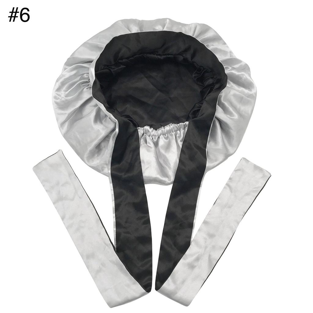 Long Tie Satin Hat Woman Fashion Sleeping Hair Bonnet Double Layer Braids Bonnets