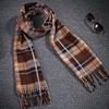 Plaid Scarf Velvet Shawl Plaid Print Unisex Winter Scarf with Tassel Detailing Double-sided Plush Material for Warmth for Men