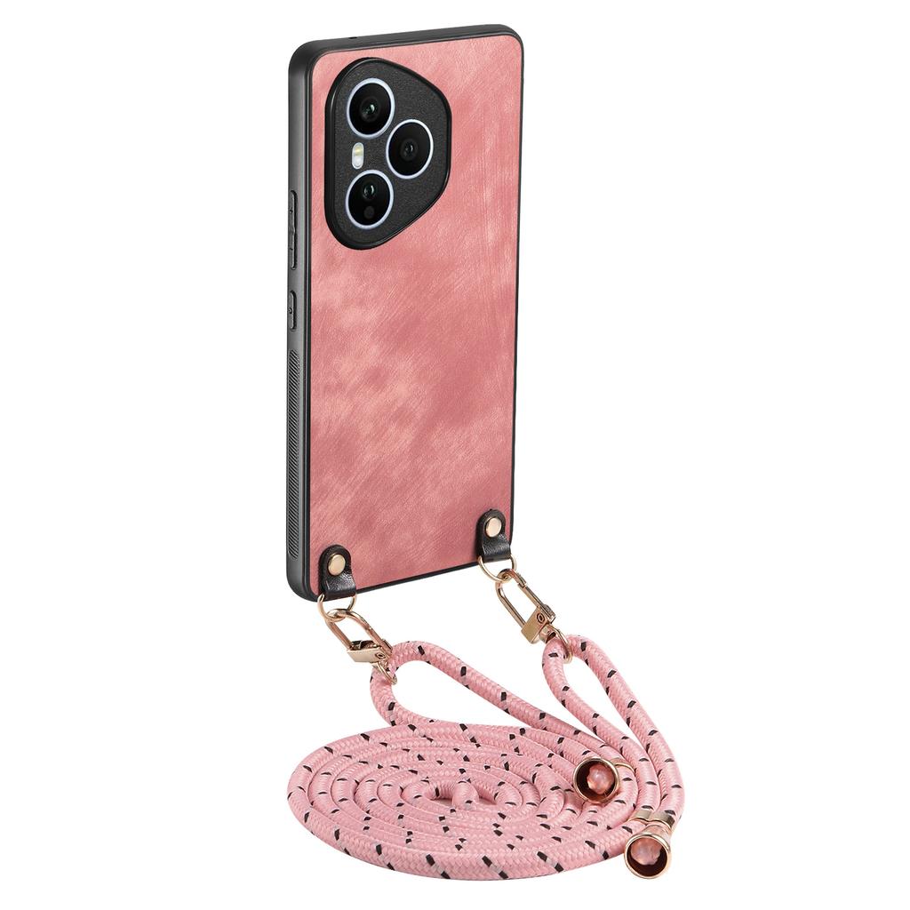 Для Honor 400 Pro 5G (Глобальный) Кожаный чехол для телефона в стиле ретро с регулируемым ремешком