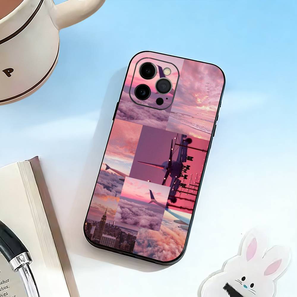A-Самолет Самолет Чехол для телефона для iPhone 17, 16, 15, 14, 13, 12, 11 Plus, Pro Max, Другие Мягкий черный чехол