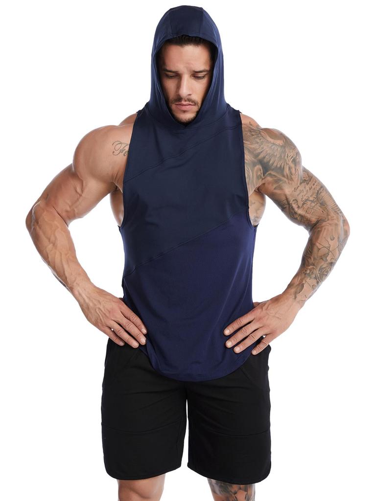 Мужской быстросохнущий спортивный жилет с капюшоном для летних пробежек и баскетбола на открытом воздухе