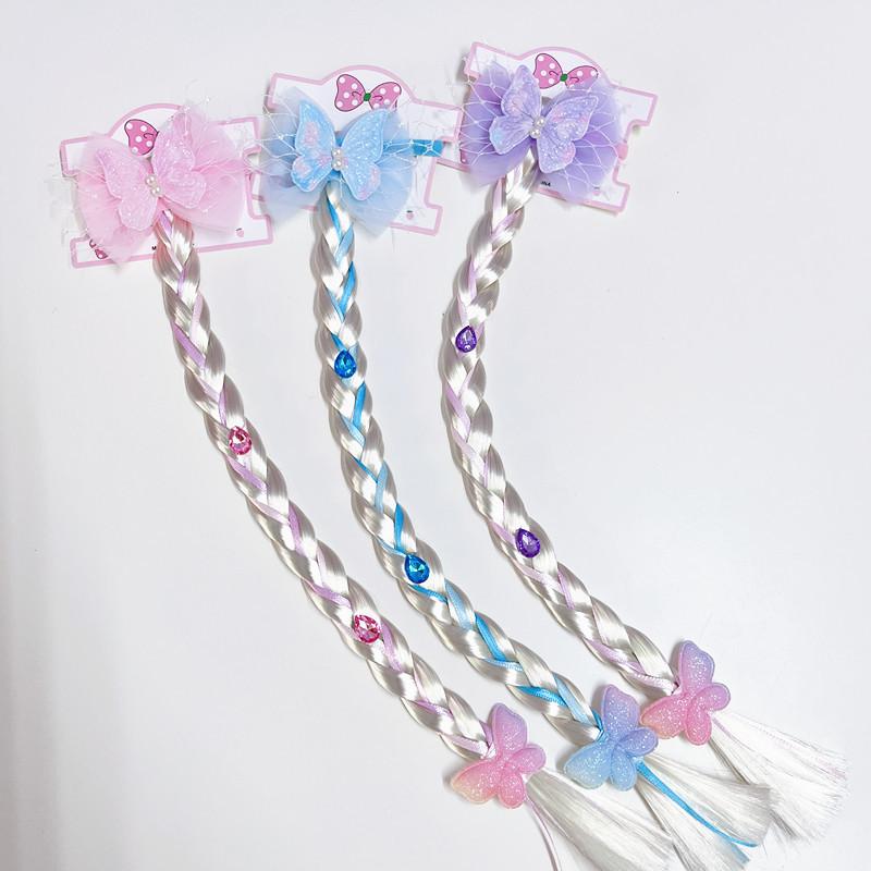 Детский милый парик-хвост с косичкой из сетки, украшенный морской звездой, жемчугом и бантом