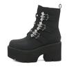 Gdgydh Сексуальные черные ботинки Demoia с заклепками, женские короткие ботинки на платформе с металлическими украшениями, готический женский короткий сапог с пряжкой в ​​виде летучей мыши и ремешком, большие размеры