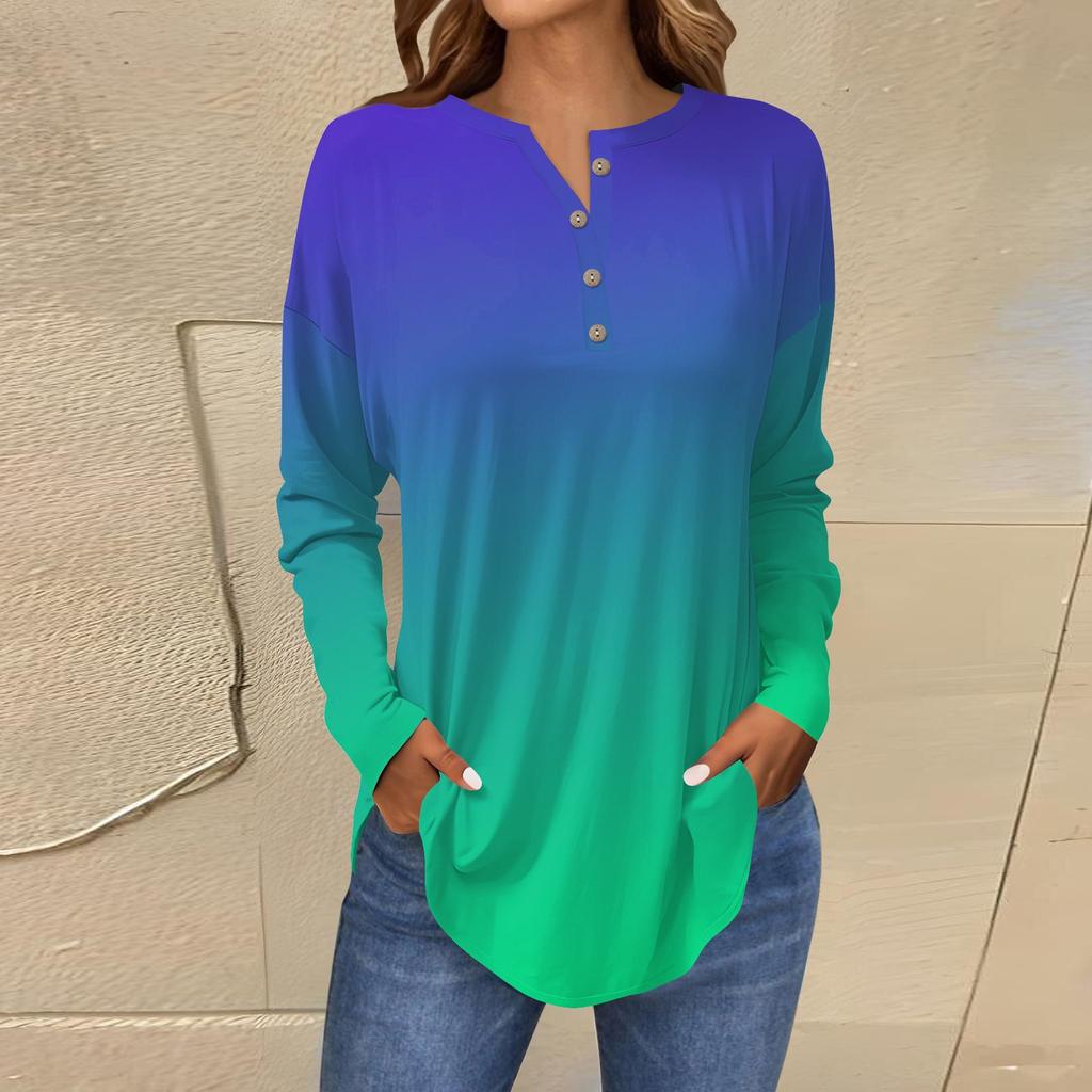 Женские блузки Повседневные футболки в стиле хиппи с длинным рукавом Милые топы с цветочным принтом Туники Топы с пуговицами и круглым вырезом Толстовки