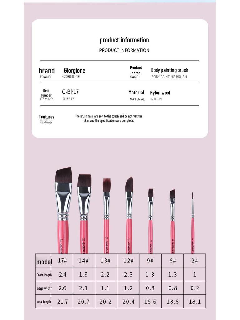 Набор кистей для лица и тела Giorgione из 17 предметов с тиснением для детей