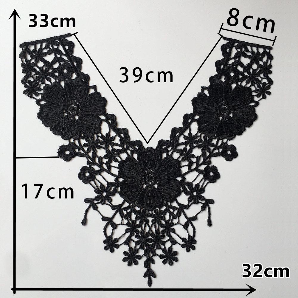 Black & White Polyester Embroidered Lace Collar for DIY Cheongsam Dress Crafting