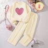 Spring and Autumn Love Pattern Long Sleeve Hoodie Long Pants Casual Two Piece Set Girl's Clothing Sets