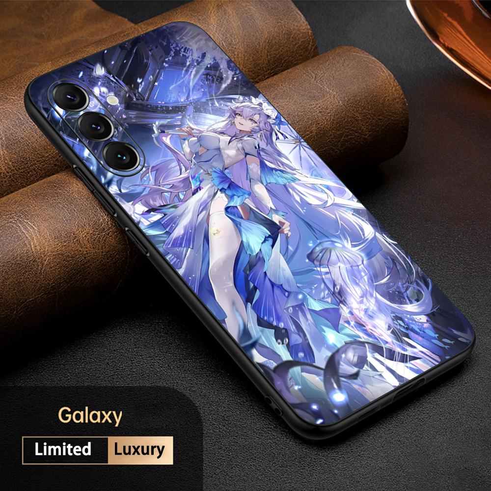 Кантарелла игра про красоту узор с девочкой Чехол для телефона для Samsung Galaxy S25 S24 S23 S22 S21 S20 Plus Ultra Note20 Мягкий Черный