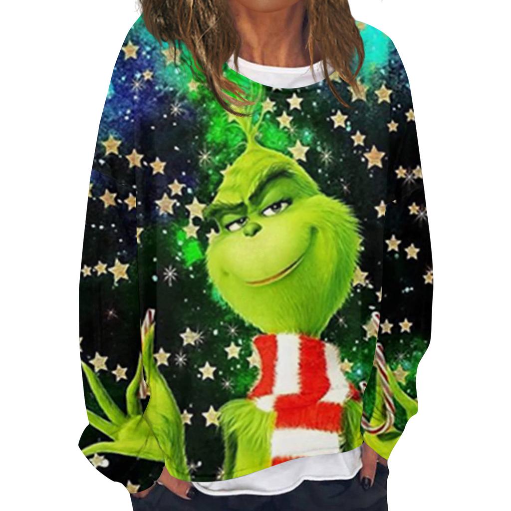 Женская повседневная модная винтажная толстовка с длинным рукавом и круглым вырезом с принтом, многослойный пуловер, топ