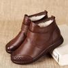 Women's Real Leather Ankle Boots Thick Bottom Plush Shoes Women Winter Warm Shoes Fashion Cool Footwear